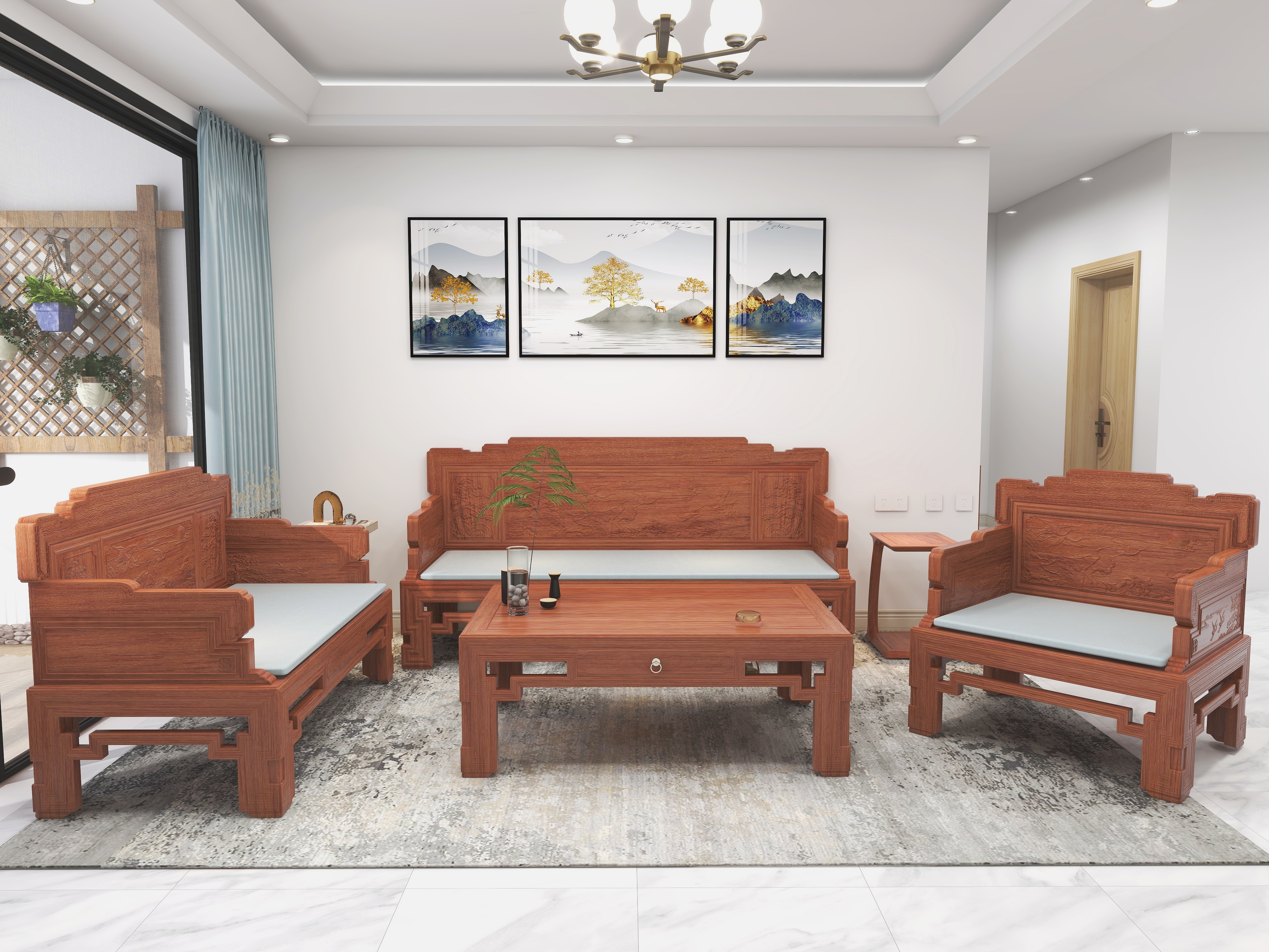 130㎡中型戶型新中式設(shè)計(jì)